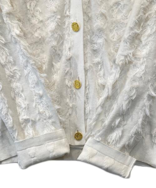 Rie miller（リエ ミラー）Rie miller (リエ ミラー) カットジャガード金ボタンカーディガン 5-0037-1-02-001 ホワイト サイズ:38の古着・服飾アイテム