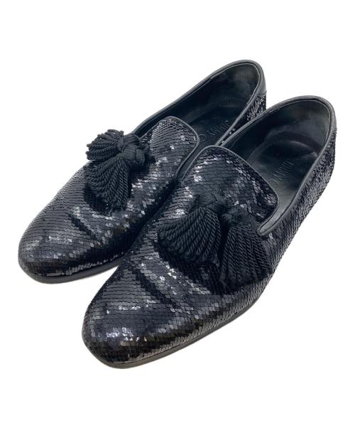 JIMMY CHOO（ジミーチュウ）JIMMY CHOO (ジミーチュウ) グリッター ローファー ブラック サイズ:41 1/2の古着・服飾アイテム