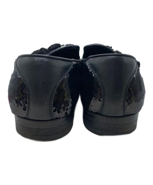 JIMMY CHOO（ジミーチュウ）JIMMY CHOO (ジミーチュウ) グリッター ローファー ブラック サイズ:41 1/2の古着・服飾アイテム