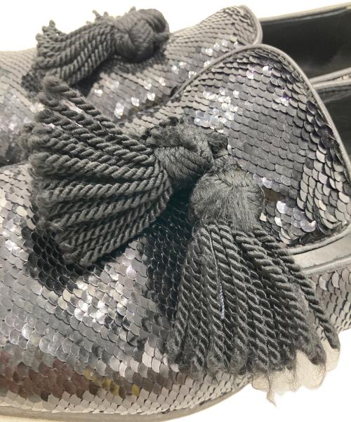 JIMMY CHOO（ジミーチュウ）JIMMY CHOO (ジミーチュウ) グリッター ローファー ブラック サイズ:41 1/2の古着・服飾アイテム