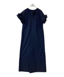 CADUNE（カデュネ）の古着「袖フリルオールインワン」｜ネイビー