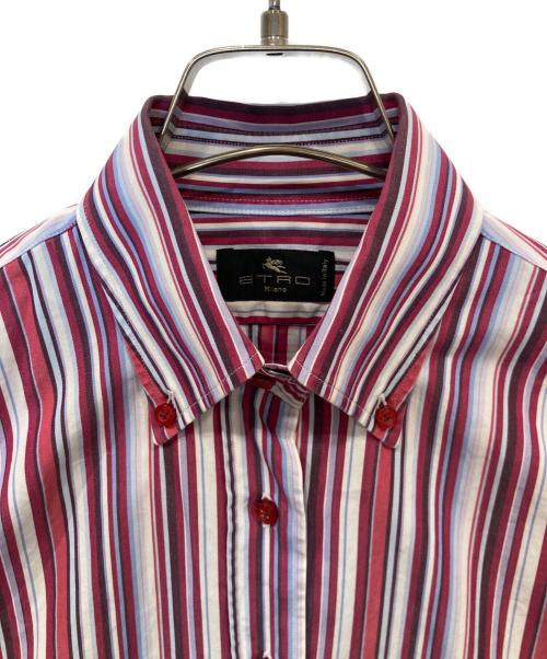 ETRO（エトロ）ETRO (エトロ) ストライプシャツ レッド サイズ:40の古着・服飾アイテム
