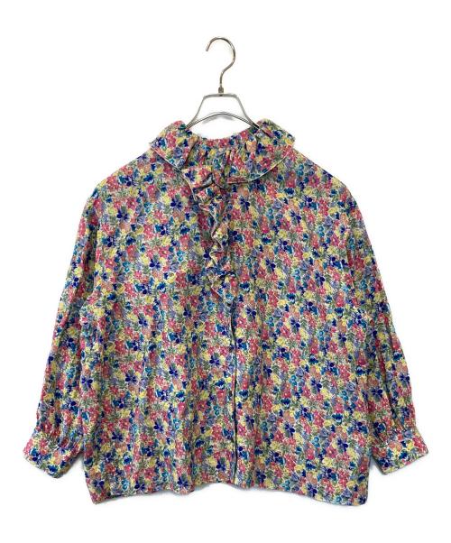 nest Robe（ネストローブ）nest Robe (ネストローブ) プリントラッフルカラーブラウス　01223-1025 マルチカラー サイズ:FREEの古着・服飾アイテム