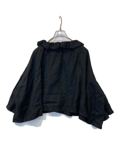 nest Robe（ネストローブ）nest Robe (ネストローブ) リネンラッフルカラーブラウス　01213-1050 ブラック サイズ:FREEの古着・服飾アイテム