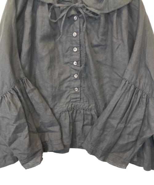 nest Robe（ネストローブ）nest Robe (ネストローブ) リネンラッフルカラーブラウス　01213-1050 ブラック サイズ:FREEの古着・服飾アイテム