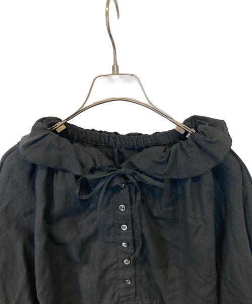 nest Robe（ネストローブ）nest Robe (ネストローブ) リネンラッフルカラーブラウス　01213-1050 ブラック サイズ:FREEの古着・服飾アイテム