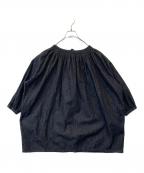 nest Robeネストローブ）の古着「コットンリネンダンガリーギャザーチュニック　01241-1512」｜ブラック