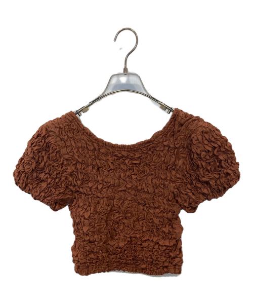 CLANE（クラネ）CLANE (クラネ) W FACE SHIRRING TOPS　18105-1252 ブラウン サイズ:1の古着・服飾アイテム