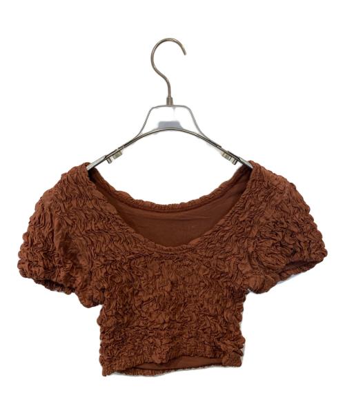 CLANE（クラネ）CLANE (クラネ) W FACE SHIRRING TOPS　18105-1252 ブラウン サイズ:1の古着・服飾アイテム