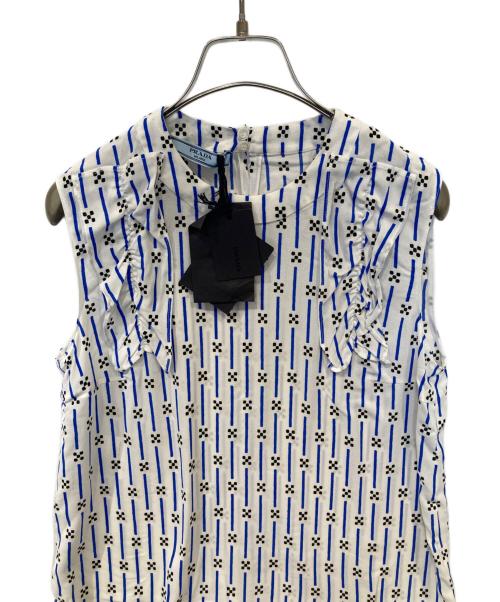 PRADA（プラダ）PRADA (プラダ) ノースリーブブラウス　P925E R181 ブルー サイズ:38 未使用品の古着・服飾アイテム