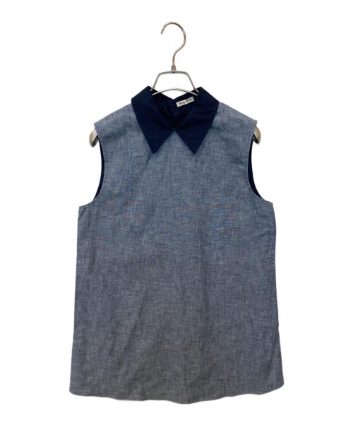 MIU MIU（ミュウミュウ）MIU MIU (ミュウミュウ) デニム地切替ブラウス　GWC027 ネイビー サイズ:38の古着・服飾アイテム