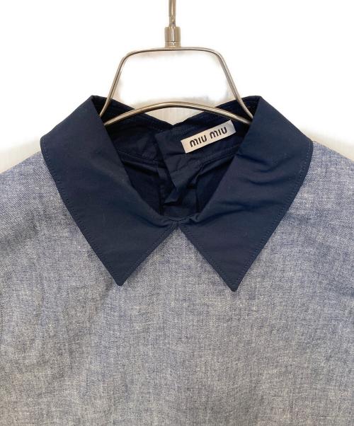 MIU MIU（ミュウミュウ）MIU MIU (ミュウミュウ) デニム地切替ブラウス　GWC027 ネイビー サイズ:38の古着・服飾アイテム