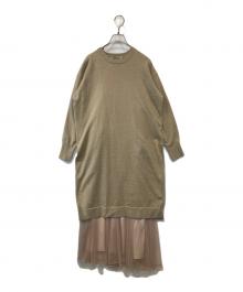 TORRAZZO DONNA（トラッゾドンナ）の古着「Tulle Cami One-piece × Knit One-piece 6258-507 ワンピース」｜ベージュ