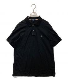 BURBERRY（バーバリー）の古着「ロゴ刺繍襟チャック柄ポロシャツ」｜ブラック