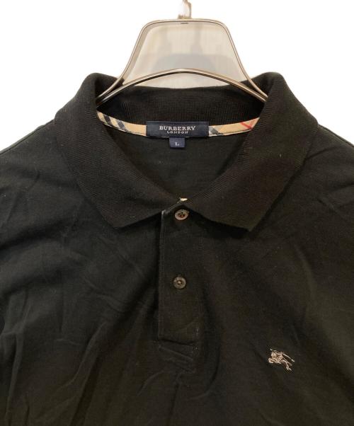 BURBERRY（バーバリー）BURBERRY (バーバリー) ロゴ刺繍襟チャック柄ポロシャツ ブラック サイズ:Lの古着・服飾アイテム