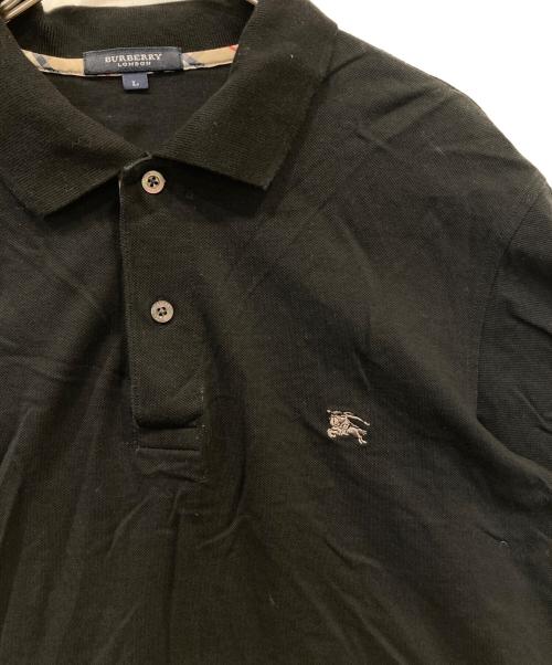 BURBERRY（バーバリー）BURBERRY (バーバリー) ロゴ刺繍襟チャック柄ポロシャツ ブラック サイズ:Lの古着・服飾アイテム