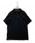 BURBERRY（バーバリー）の古着「ロゴ刺繍襟チャック柄ポロシャツ」｜ブラック