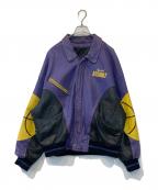Aerial ASSAULTエアリアルアサルト）の古着「パッチワークレザーブルゾン」｜パープル×イエロー