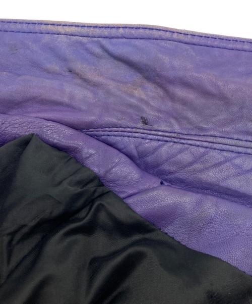 Aerial ASSAULT（エアリアルアサルト）Aerial ASSAULT (エアリアルアサルト) パッチワークレザーブルゾン パープル×イエロー サイズ:Lの古着・服飾アイテム