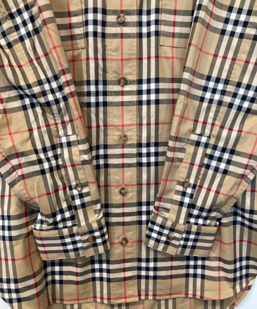 BURBERRY LONDON（バーバリーロンドン）BURBERRY LONDON (バーバリーロンドン) ヴィンテージノバチェック ストレッチコットン オーバーサイズシャツ　THTHAGAR129SAM  8022285 ブラウン サイズ:14の古着・服飾アイテム