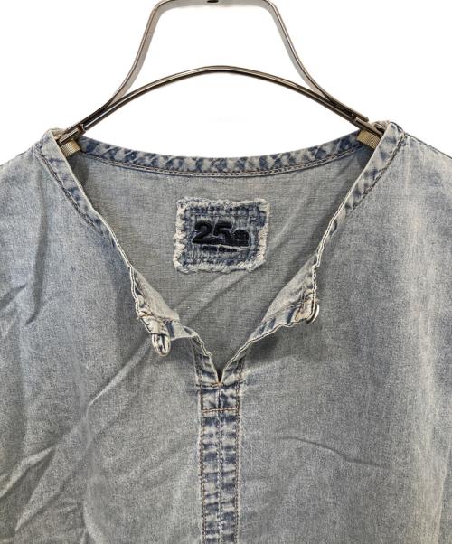 pual ce cin（ピュアルセシン）pual ce cin (ピュアルセシン) 綿麻デニムフレンチスリーブブラウス 0251040340 インディゴ サイズ:FREEの古着・服飾アイテム