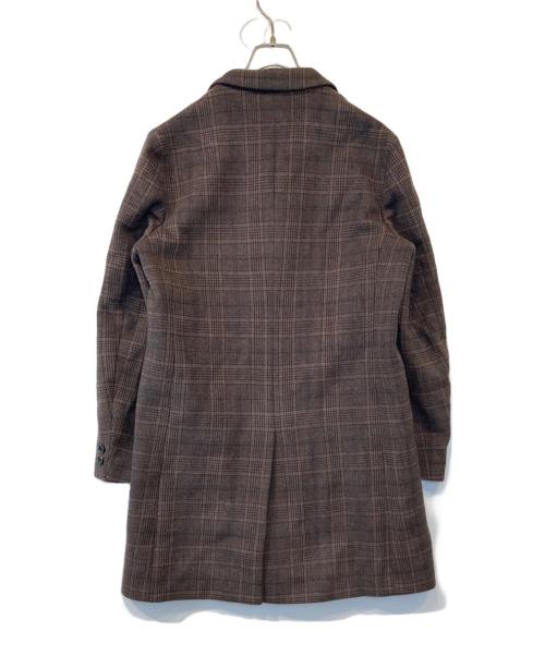 BEAUTY&YOUTH（ビューティーアンドユース）BEAUTY&YOUTH (ビューティーアンドユース) チェック メルトン チェスターコート ブラウン サイズ:Lの古着・服飾アイテム