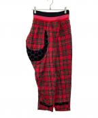 HISUIHIROKOITOヒスイヒロコイトウ）の古着「ウエストリブ切替タックデザインチェックパンツ H19AWP02」｜レッド