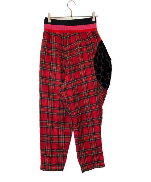 HISUIHIROKOITO（ヒスイヒロコイトウ）HISUIHIROKOITO (ヒスイヒロコイトウ) ウエストリブ切替タックデザインチェックパンツ H19AWP02 レッド サイズ:Mの古着・服飾アイテム