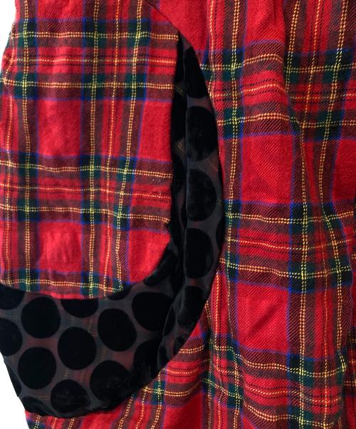 HISUIHIROKOITO（ヒスイヒロコイトウ）HISUIHIROKOITO (ヒスイヒロコイトウ) ウエストリブ切替タックデザインチェックパンツ H19AWP02 レッド サイズ:Mの古着・服飾アイテム