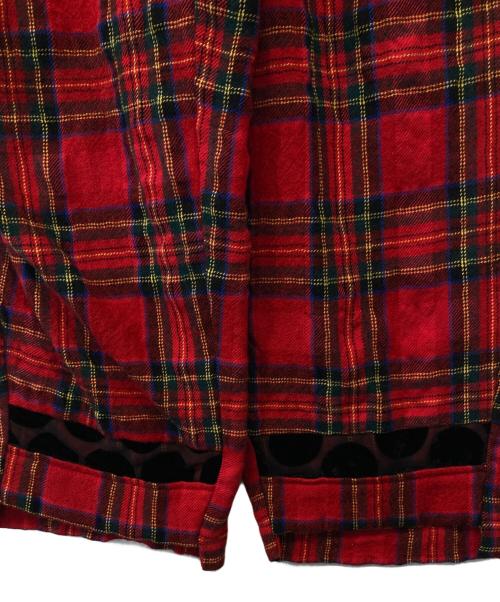HISUIHIROKOITO（ヒスイヒロコイトウ）HISUIHIROKOITO (ヒスイヒロコイトウ) ウエストリブ切替タックデザインチェックパンツ H19AWP02 レッド サイズ:Mの古着・服飾アイテム