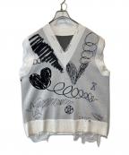 JNBYジェイエヌビーワイ）の古着「総柄ニットベスト 13179049」｜ブラック×ホワイト