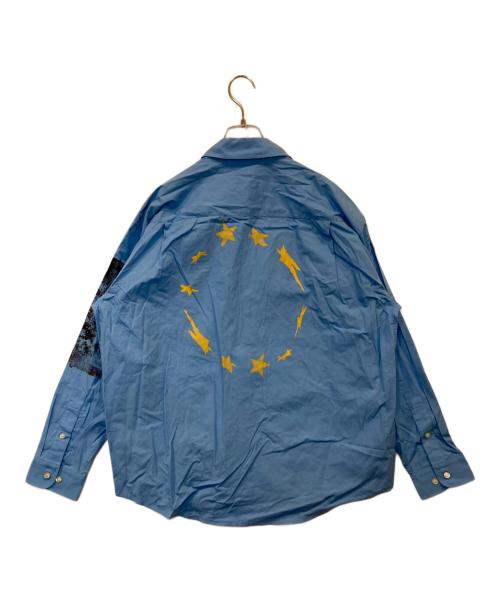 Stockholm Surfboard Club（ストックホルム サーフボード クラブ）STOCKHOLM SURFBOARD CLUB　 (ストックホルム サーフボード クラブ) ペイントシャツ スカイブルー サイズ:44の古着・服飾アイテム