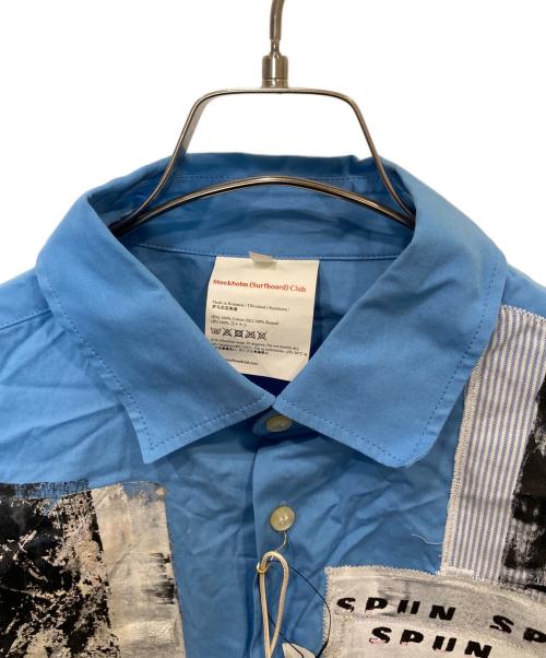 Stockholm Surfboard Club（ストックホルム サーフボード クラブ）STOCKHOLM SURFBOARD CLUB　 (ストックホルム サーフボード クラブ) ペイントシャツ スカイブルー サイズ:44の古着・服飾アイテム