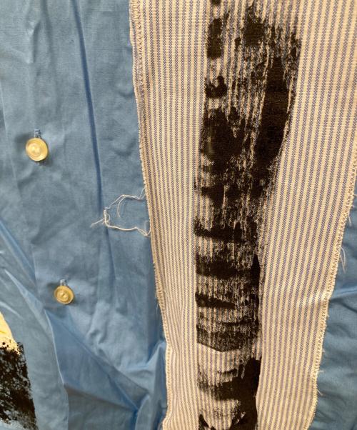 Stockholm Surfboard Club（ストックホルム サーフボード クラブ）STOCKHOLM SURFBOARD CLUB　 (ストックホルム サーフボード クラブ) ペイントシャツ スカイブルー サイズ:44の古着・服飾アイテム