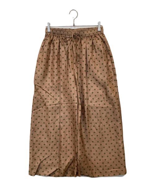 BUNON（ブノン）BUNON (ブノン) Tuck Pants / シルクドットイージーパンツ ベージュ×グリーン サイズ:Lの古着・服飾アイテム