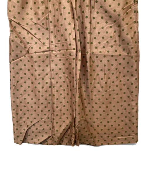 BUNON（ブノン）BUNON (ブノン) Tuck Pants / シルクドットイージーパンツ ベージュ×グリーン サイズ:Lの古着・服飾アイテム