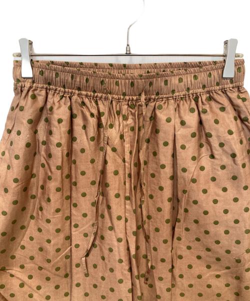 BUNON（ブノン）BUNON (ブノン) Tuck Pants / シルクドットイージーパンツ ベージュ×グリーン サイズ:Lの古着・服飾アイテム