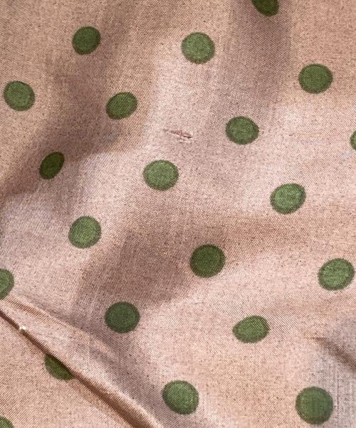 BUNON（ブノン）BUNON (ブノン) Tuck Pants / シルクドットイージーパンツ ベージュ×グリーン サイズ:Lの古着・服飾アイテム