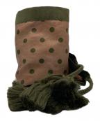 BUNONブノン）の古着「ドットスカーフ」｜ベージュ×グリーン