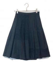 COMME des GARCONS tricot（コムデギャルソントリコ）の古着「レース切り替えプリーツウールスカート TC-S028」｜ブラック