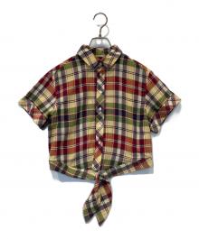 POLO by  RALPH LAUREN（ポロ バイ ラルフローレン）の古着「クロップド チェック コットン タイフロント トップ」｜レッド