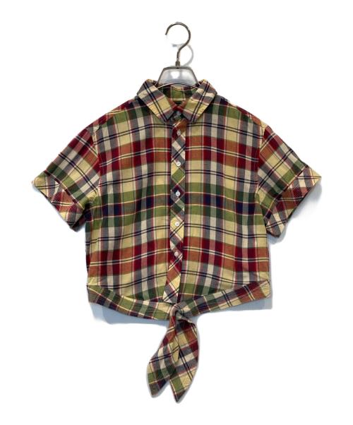 POLO by  RALPH LAUREN（ポロ バイ ラルフローレン）POLO by  RALPH LAUREN (ポロ バイ ラルフローレン) クロップド チェック コットン タイフロント トップ レッド サイズ:2の古着・服飾アイテム