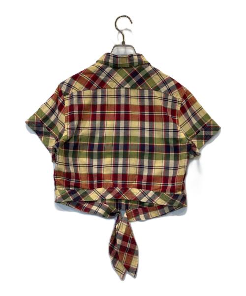 POLO by  RALPH LAUREN（ポロ バイ ラルフローレン）POLO by  RALPH LAUREN (ポロ バイ ラルフローレン) クロップド チェック コットン タイフロント トップ レッド サイズ:2の古着・服飾アイテム