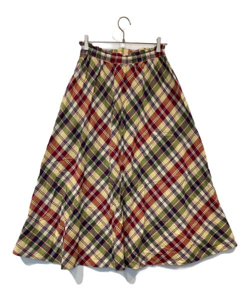 POLO BY RALPH LAUREN（ポロ バイ ラルフローレン）POLO by RALPH LAUREN (ポロ バイ ラルフローレン) クロップド チェック コットン タイフロント スカート レッドの古着・服飾アイテム