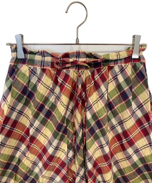 POLO BY RALPH LAUREN（ポロ バイ ラルフローレン）POLO by RALPH LAUREN (ポロ バイ ラルフローレン) クロップド チェック コットン タイフロント スカート レッドの古着・服飾アイテム