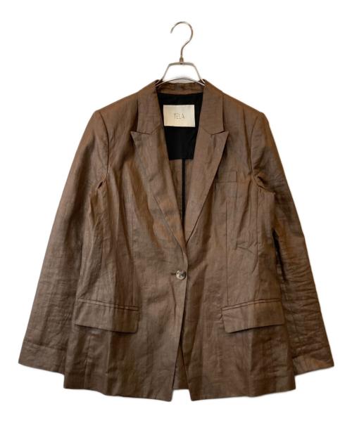 TELA（テラ）tela (テラ) リネンテーラードジャケット ブラウン サイズ: 42の古着・服飾アイテム