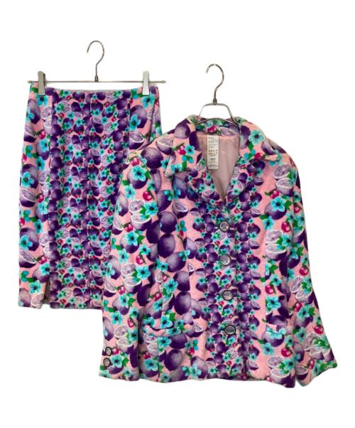 GIANNI VERSACE（ジャンニ・ヴェルサーチ）GIANNI VERSACE (ジャンニ・ヴェルサーチ) パイル地総柄スカートセットアップ マルチカラー サイズ:38の古着・服飾アイテム