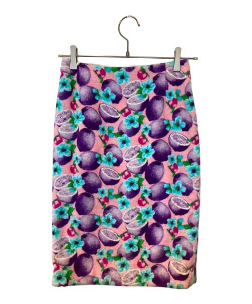 GIANNI VERSACE（ジャンニ・ヴェルサーチ）GIANNI VERSACE (ジャンニ・ヴェルサーチ) パイル地総柄スカートセットアップ マルチカラー サイズ:38の古着・服飾アイテム