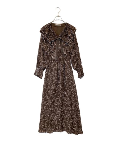 Snidel（スナイデル）Snidel (スナイデル) プリーツカラープリントワンピ　SWFO235185 ブラウンの古着・服飾アイテム