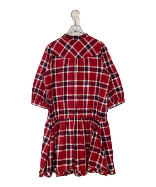 BURBERRY BLUE LABEL（バーバリーロンドンブルーレーベル）BURBERRY BLUE LABEL (バーバリーロンドンブルーレーベル) チェックフリルワンピース　E1J76-310-15 レッド サイズ:38の古着・服飾アイテム